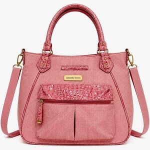 Samantha Brown Pink Croc Embossed Carry-On Luggage Travel Bag 16x15‎ Dusty Rose